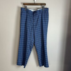 FOOT JOY Mens Blue Plaid Pants Size 36x30 Golf Performance Stretch Grandpa Club